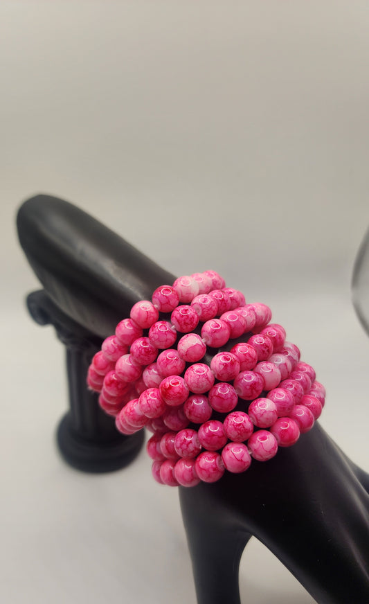 Barbie Pink Glass Beaded Bracelets