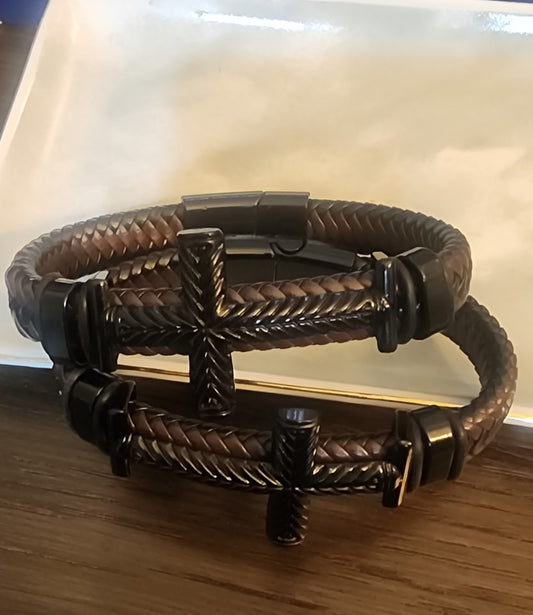 Men Braided Cross Bracelet