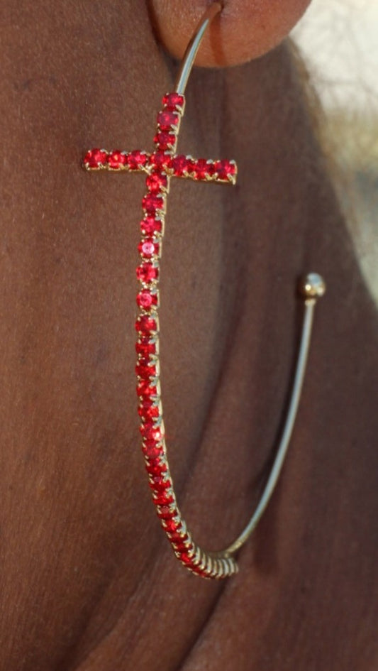 Cross Hoop Earrings