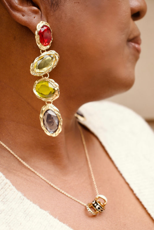 Multi-Gem Dangle Earrings