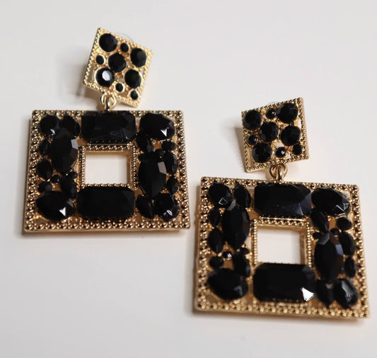 Onyx Square Earrings