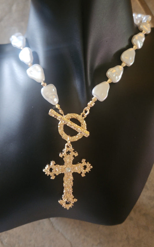 Pearlie Cross Necklace