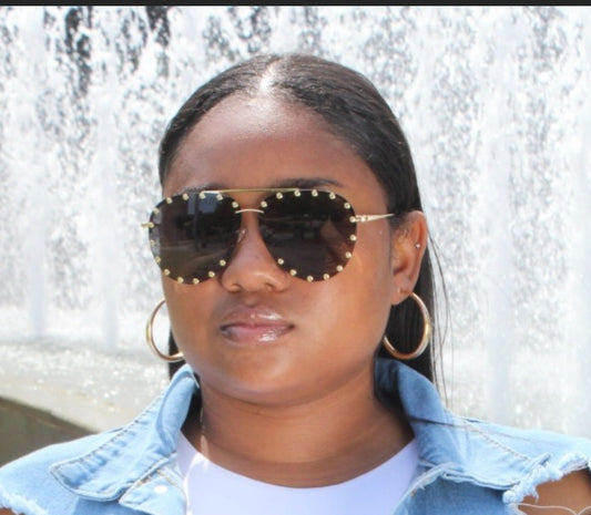 Studded Aviator Sunglasses